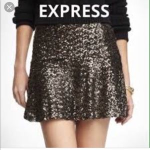 Gold sequin skirt from express